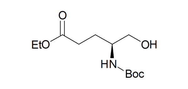 構造式：N-(tert-ブトキシカルボニル）-L-グルタミノールγ-エチルエステル